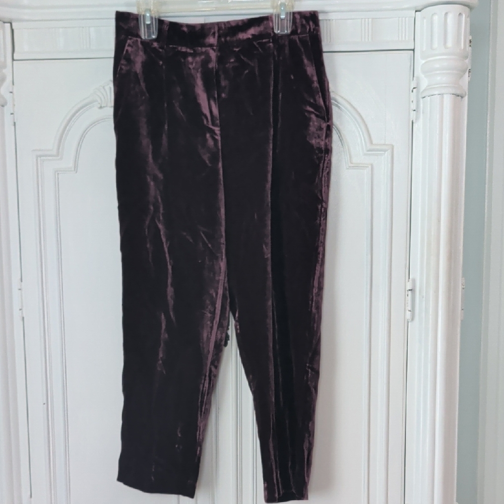 LOFT Velvet Pants in Burgundy